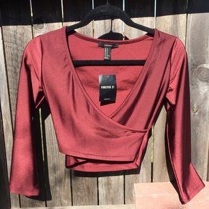 Mock Wrap Crop Top NWT